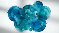 Abstract turquoise watercolor cloud formation with organic flowing shapes and paint bleeding effects on white background for creative design projects.