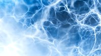Abstract blue electrical lightning pattern on dark background, glowing energy plasma effect with luminous network of light streaks and branches.