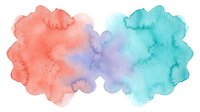 Abstract watercolor splash in coral pink and turquoise blue hues blending together. Artistic paint texture for creative projects and design elements.