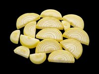 Sliced onion pieces isolated on transparent background, ready for culinary design, food packaging, recipe graphics, cooking blogs, restaurant menus, and print-on-demand kitchen products.