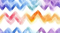 Colorful watercolor chevron stripes in soft pastel hues of blue, purple, pink, orange and yellow on white background. Seamless pattern tiles.