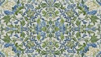 Vintage floral seamless pattern with blue and green botanical elements on cream background. Ornate decorative design for wallpaper, textile, fabric.