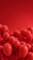 Red balloons floating against vibrant red gradient background for party celebration and festive event decoration design.