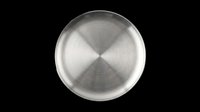 Brushed stainless steel circular knob or button with radial texture pattern, isolated on transparent background. Ready for UI design, product mockups, t-shirt graphics, and print-on-demand applications.