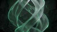 Translucent green and white swirling ribbons twist and flow against dark background, creating dynamic abstract motion. Suitable for backgrounds, overlays, and digital design projects.