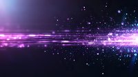 Magical purple light streak with glowing particles and lens flare effect against dark background creates dramatic cosmic atmosphere for design projects.