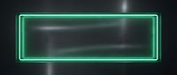 Empty neon green rectangular frame glowing against dark background, suitable for text overlay, signage, and digital design projects.
