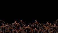 Orange pumpkin outlines on black background for Halloween decorations, autumn designs, and seasonal graphics projects.
