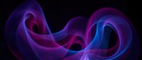 Abstract flowing ribbons in vibrant purple, pink and blue colors creating dynamic waves on black background for modern digital art and creative projects.