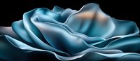 Abstract turquoise waves forming smooth curved shapes against black background create modern minimalist art composition with light and shadow play.