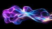 Vibrant flowing smoke effect in purple and blue neon colors against black background creates dynamic abstract light trails and ethereal movement patterns.