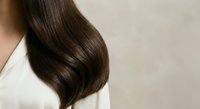 Luxurious long brown hair with glossy waves flowing over shoulder. Professional haircare and beauty treatment concept for salon advertising.
