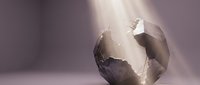Cracked eggshell with light rays bursting through, symbolizing new beginnings, growth, and emergence for creative projects and inspirational content.
