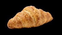 Freshly baked croissant with golden, flaky layers isolated on transparent background. Ready for bakery designs, food packaging, menus, t-shirts, and print-on-demand products.