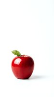 Fresh red apple with green leaf isolated on white background for healthy eating and nutrition concepts.