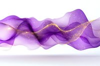 Abstract flowing purple and gold waves with sparkles and glitter effects on white background, modern dynamic design for luxury branding and decorative art.
