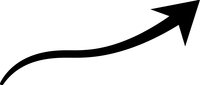 Curved black arrow pointing upward and right on white background isolated for business growth presentations and design projects.