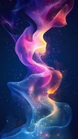 Cosmic nebula with flowing energy waves in vibrant purple, pink and blue colors against starry space background for digital art and fantasy designs.