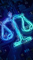 Glowing neon AI letters on futuristic circuit board background with blue and cyan light effects for artificial intelligence technology concepts.