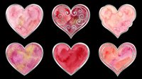 Watercolor hearts with glass dome effect isolated on transparent background, ready for t-shirt designs, stickers, clipart, sublimation and print-on-demand products.