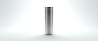 Stainless steel thermos bottle isolated on white background, perfect for beverage storage and temperature control applications.