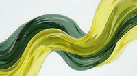 Flowing wave of yellow and green liquid paint strokes on white background, isolated design element suitable for backgrounds, web graphics, and creative projects.