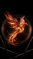 Fiery phoenix rising with glowing wings and sparks against dark background for fantasy designs and mythological concepts.