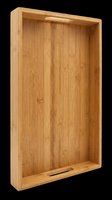 Bamboo wooden serving tray with handles, isolated on transparent background. Great for product mockups, print on demand, t-shirt design, clipart, and stickers.