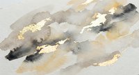 Abstract watercolor painting with gold foil accents in neutral tones. Modern artistic background with flowing brushstrokes for contemporary design projects.