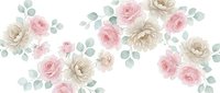 Watercolor roses and eucalyptus leaves seamless pattern in soft pink and beige tones on white background, tiles perfectly for romantic designs and decor.