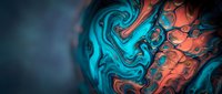 Abstract fluid art with swirling turquoise and coral colors creating dynamic organic patterns on dark background for modern design projects.