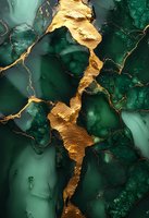 Luxurious emerald green marble texture with gold veins and cracks on dark background. Abstract art design for luxury interior decor and wallpaper.