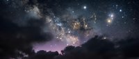 Stunning night sky with Milky Way galaxy stretching across starry cosmos above silhouetted mountain landscape creating magical celestial scene for astronomy enthusiasts.