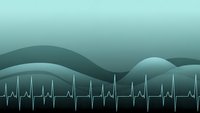 Medical heartbeat rhythm waves on gradient teal background for healthcare presentations, cardiology reports, and wellness design projects.