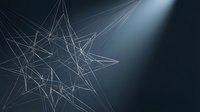 Abstract geometric network with interconnected lines and nodes on dark background for technology and digital communication concepts.