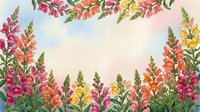 Watercolor floral frame with colorful wildflowers and green leaves on soft gradient background for spring and summer designs.