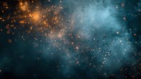 Magical dark blue nebula background with glowing golden particles and bokeh lights creating ethereal cosmic atmosphere perfect for space and fantasy designs.