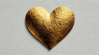 Golden textured heart shape with metallic foil finish on neutral background for romantic designs, wedding invitations, and luxury branding projects.