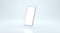 Isolated smartphone with blank white screen on light background, ready for app mockups, UI design, and digital marketing presentations.