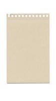 Blank kraft paper notepad page with perforated spiral binding edge isolated on white background for notes and writing.