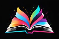 Colorful open book with rainbow pages spreading like wings against black background, perfect for education, creativity and imagination concepts in modern design projects.