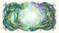Enchanted forest portal with mystical trees and magical light creating dreamy fairy tale landscape for fantasy storytelling and nature designs.