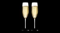 Pair of champagne flutes filled with sparkling wine, isolated on transparent background. Ready for design use on t-shirts, posters, stickers, print-on-demand products, and digital designs.