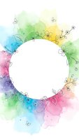 Watercolor floral frame with hand-drawn flowers and leaves on colorful background. Spring garden border design for greeting cards, invitations and decorative projects.