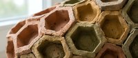 Macro close-up of wasp nest hexagonal cells showing natural paper-like structure and earthy brown tones, suitable for nature, wildlife, and educational content.