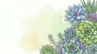 Watercolor succulent plants arrangement with soft pastel background for botanical design projects and natural decoration concepts.