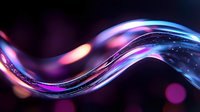 Luminous flowing wave with vibrant purple and blue neon colors against dark background creates dynamic motion effect for modern tech and abstract designs.