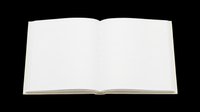 Open blank book with white pages isolated on transparent background, ready for design use on t-shirts, clipart, stickers, print-on-demand products, and sublimation projects.
