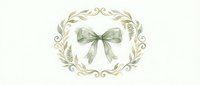 Watercolor green bow with elegant floral wreath frame, sage leaves and ferns, isolated on white background, ready for design use.