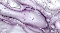 Abstract fluid art in lavender and purple tones with bubbles and flowing marble-like texture, creating an elegant cosmic or underwater effect.